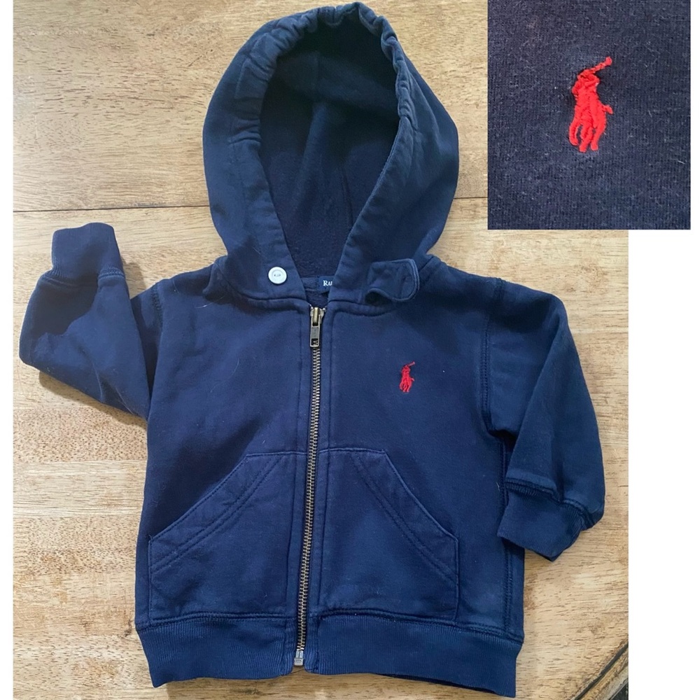 Vintage Polo‎ by Ralph Lauren Infant Size Medium Navy Zip/Hooded Jacket